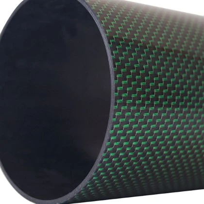 Tubo de fibra de carbono de sarga 3k negro verde